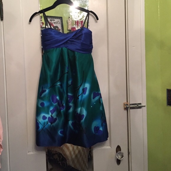 Strapless Floral Mini Dress Sz 1/2 - Picture 1 of 2